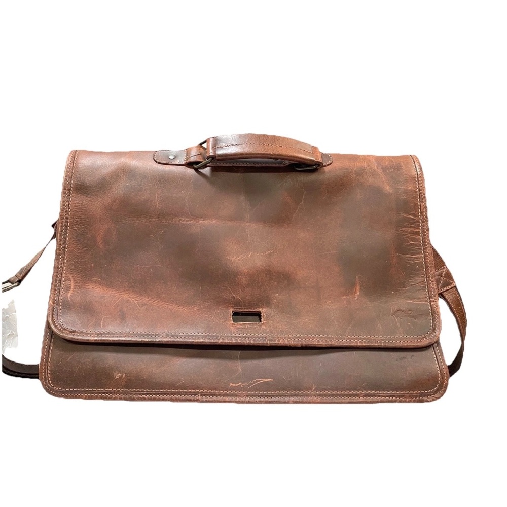 Levinson Leather Goods Large Parker Messenger Work Bag Whiskey Brown Buffalo 18”